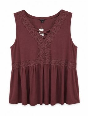 🆕 torrid Lace-Trim V-Neck Peplum Tank Top
